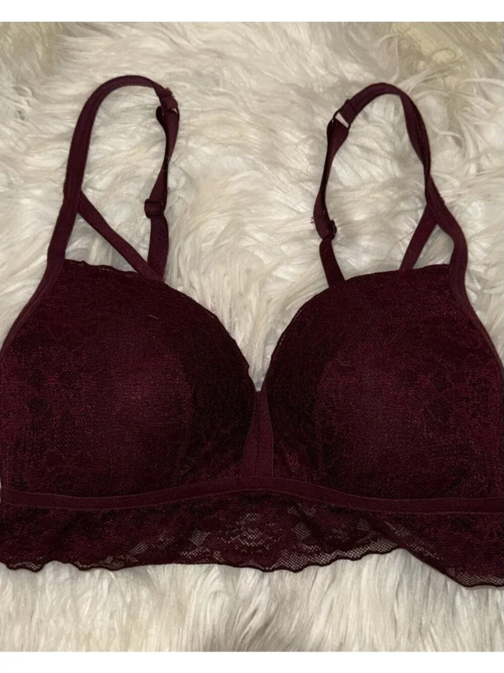 Pink Victorias Secret Lightly Lined Lace Bra Caged Longline WF Womens S (D-DD)